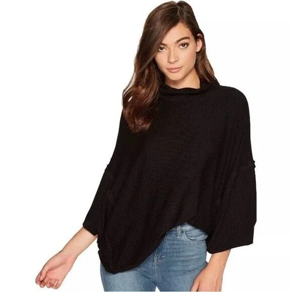 We The Free People Alameda Dolman Sleeve Turtleneck Top Black Medium H12840 - Picture 14 of 16